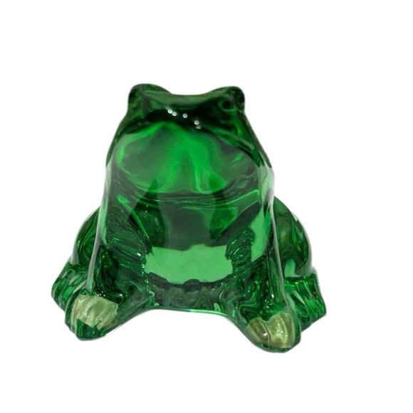 BACCARAT FROG Solid Green Paperweight Glass Crystal Figure - Picture 3 of 7